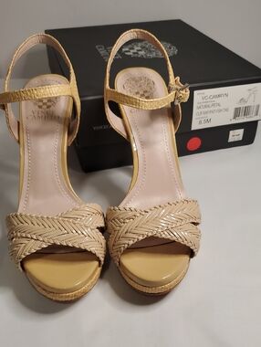 Vince Camuto Neutral Beige Braided Platform Sandals